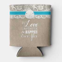 Strand Rustieke Burlap Lace Sanddollar Bruiloft Blikjeskoeler