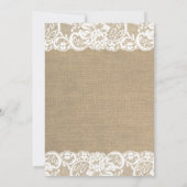 Strand Rustieke Warme Burlap Kant Bruiloft Uitnodi Kaart (Achterkant)