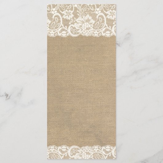 Strand Rustieke Warme Burlap Lace Menu Kaart (Achterkant)