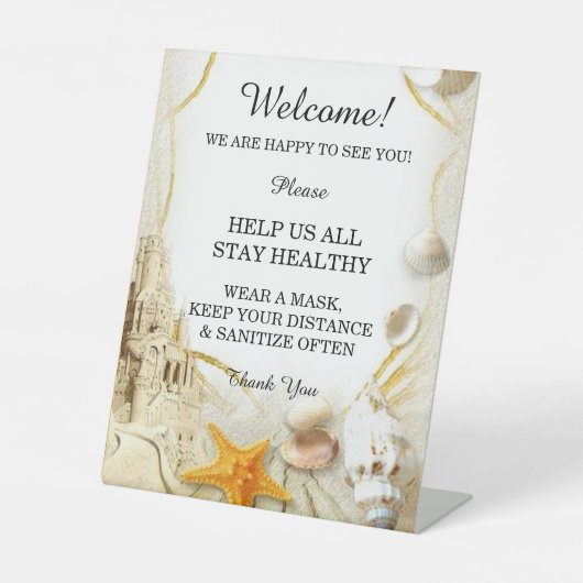 Strand Sand Castle Wedding Safety Reclamebord Met Voetstuk (Voorkant)