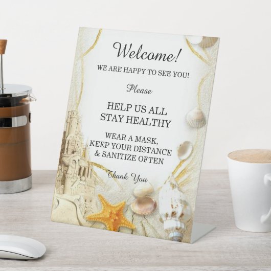 Strand Sand Castle Wedding Safety Reclamebord Met Voetstuk (Insitu)