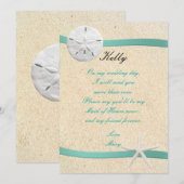 Strand Sand Dollar Trouwjurk Getuige Kaart (Voorkant / Achterkant)