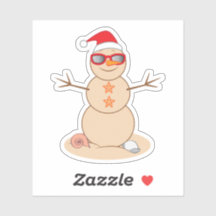 Strand Sand Sneeuwman in Santa Hat