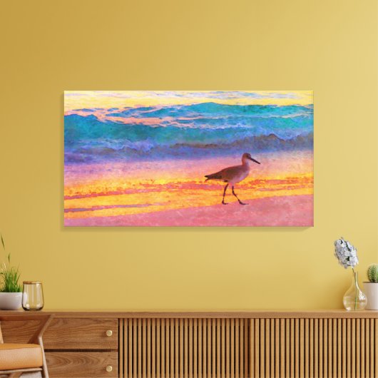 Strand Sandpiper bij zonsondergang Canvas Afdruk (Insitu (Woonkamer))