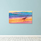 Strand Sandpiper bij zonsondergang Canvas Afdruk (Insitu (Houten vloer))