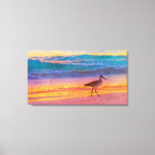 Strand Sandpiper bij zonsondergang Canvas Afdruk (Voorkant)
