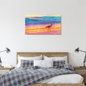 Strand Sandpiper bij zonsondergang Canvas Afdruk (Insitu (Slaapkamer))