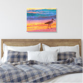 Strand Sandpiper bij zonsondergang Canvas Afdruk (Insitu (Slaapkamer))