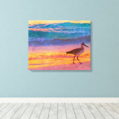Strand Sandpiper bij zonsondergang Canvas Afdruk (Insitu (Houten vloer))
