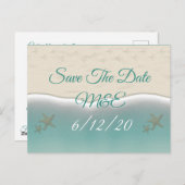 Strand Sandy Shore Zeesterren Save the Date Briefk Briefkaart (Voorkant / Achterkant)