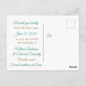 Strand Sandy Shore Zeesterren Save the Date Briefk Briefkaart (Achterkant)