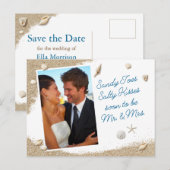 Strand Sandy Toes Zoute Kusjes Foto Save the Date Aankondigingskaart (Voorkant / Achterkant)