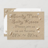 Strand Sandy Toes Zoute Kusjes Save the Date Aankondigingskaart (Voorkant / Achterkant)