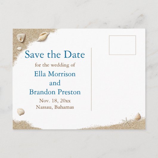 Strand Sandy Toes Zoute Kusjes Save the Date Aankondigingskaart (Achterkant)