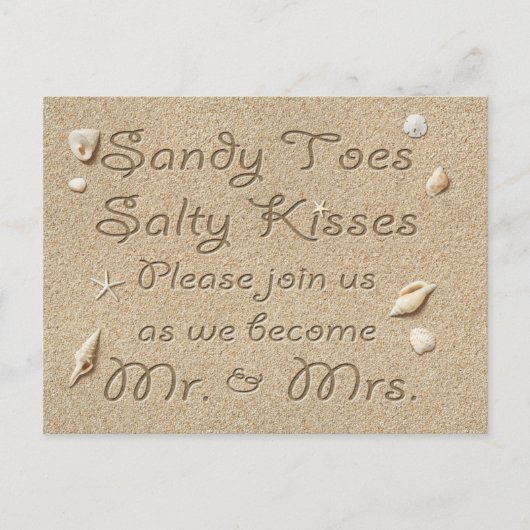 Strand Sandy Toes Zoute Kusjes Save the Date Aankondigingskaart (Voorkant)