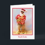 Strand Santa Christmas Kaart<br><div class="desc">Santa making a Joyful noise with his saxophone.</div>