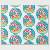 strand santa claus cadeaupapier (Vlak)