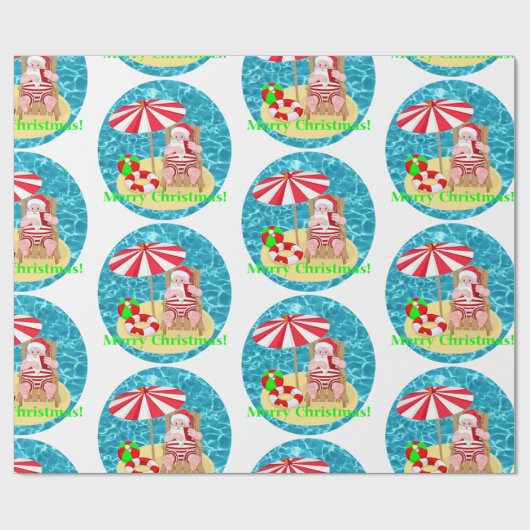 strand santa claus cadeaupapier (Vlak)