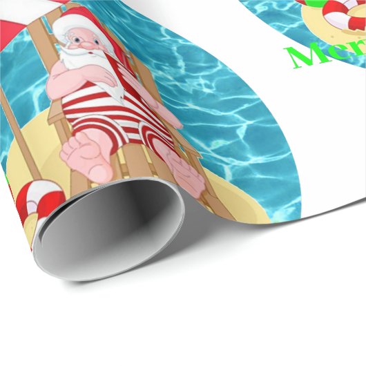 strand santa claus cadeaupapier (Rol Hoek)