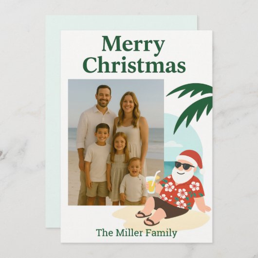 Strand Santa Funny Kerst Kaart (Voorkant / Achterkant)