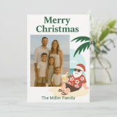 Strand Santa Funny Kerst Kaart (Staand voorkant)