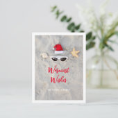 Strand Santa Hat Kerstmis in juli Feestdagenkaart (Staand voorkant)