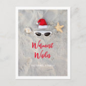 Strand Santa Hat Kerstmis in juli Feestdagenkaart (Voorkant)