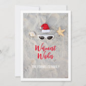 Strand Santa Hat Kerstmis in juli Feestdagenkaart (Voorkant)