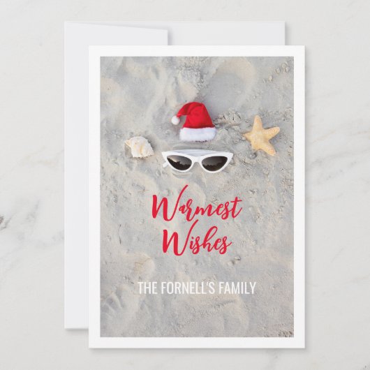 Strand Santa Hat Kerstmis in juli Feestdagenkaart (Voorkant)