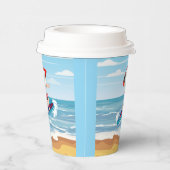 Strand Santa Surfing Kerstmis Papieren Bekers (Rechts)
