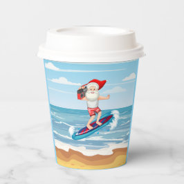 Strand Santa Surfing Kerstmis Papieren Bekers