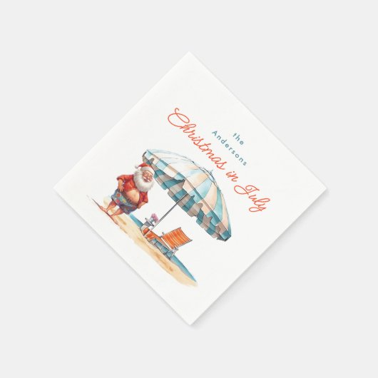 Strand Santa Waterverf Kerstmis Juli Pool Party Servet (Hoek)