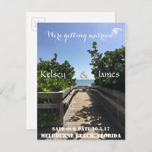 Strand Save the Date Briefkaart (Voorkant / Achterkant)