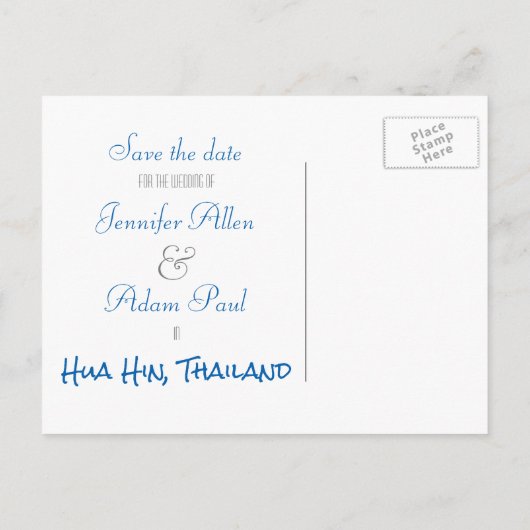 Strand Save the Date Briefkaart (Achterkant)