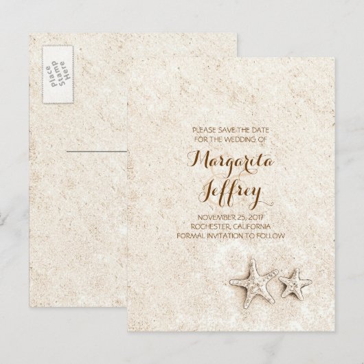  strand Save the Date briefkaarten (Voorkant / Achterkant)