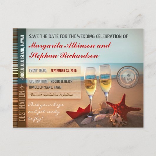 Strand Save the Date Briefkaarten (Voorkant)