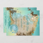 strand "Save the date" bruiloft thema elegant Aankondigingskaart (Voorkant / Achterkant)