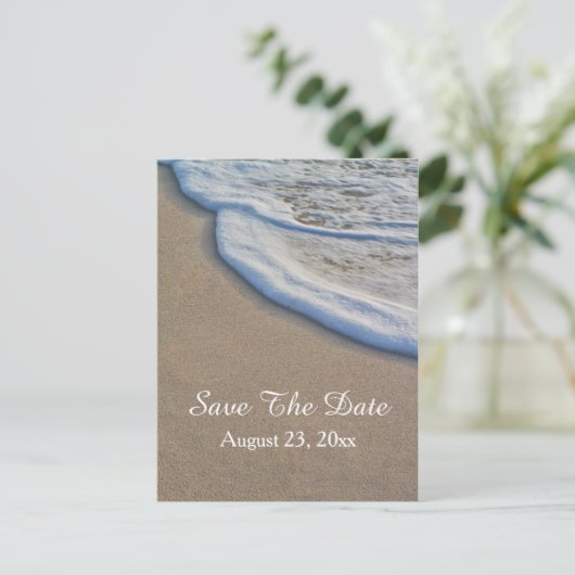 Strand Save the Date Destination Wedding Kaart (Staand voorkant)