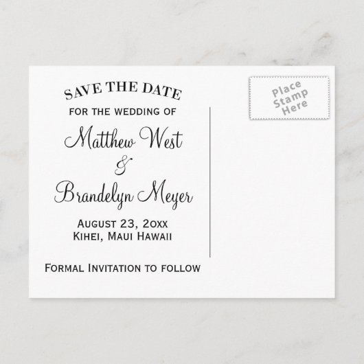 Strand Save the Date Destination Wedding Kaart (Achterkant)