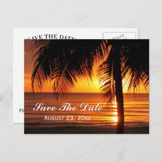 Strand Save the Date Destination Wedding Kaart (Voorkant / Achterkant)