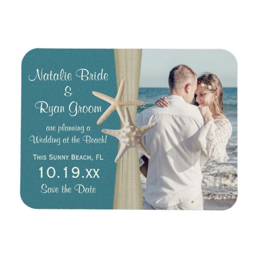 Strand Save the Date Foto Magneet (Horizontaal)