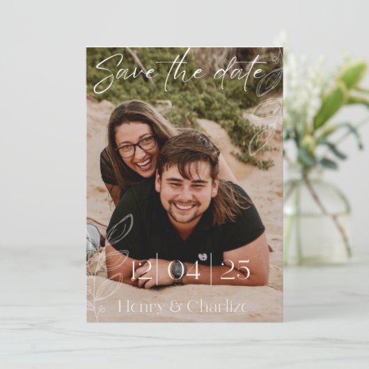 Strand save the date kaart (Staand voorkant)