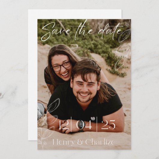 Strand save the date kaart (Voorkant / Achterkant)