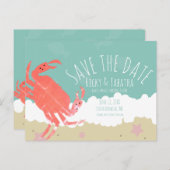 Strand Save the Date Krab Zand Oceaan Golven Briefkaart (Voorkant / Achterkant)