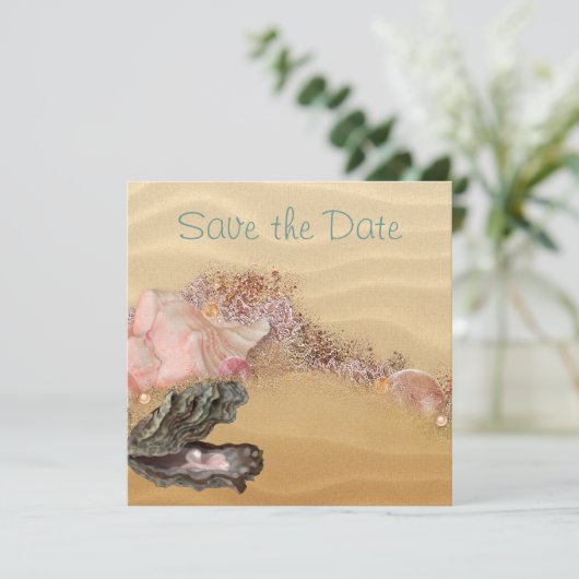 Strand Save the Date Wedding Sandy Shore (Staand voorkant)