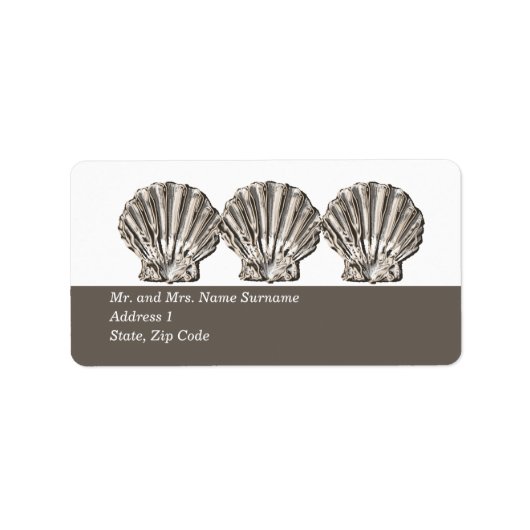 Strand scallop shell retouradres etiket (Voorkant)