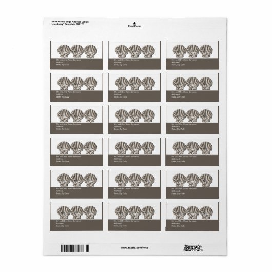 Strand scallop shell retouradres etiket (Full Sheet)