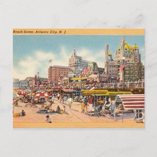 strand Scene, Atlantic City, New Jersey Briefkaart (Voorkant)
