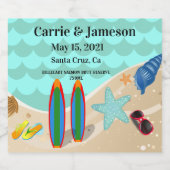 Strand Scène Bruiloft Mousserende Wijn Label Sparkling Wijnetiket (Enkel label)