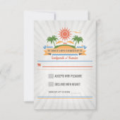 Strand Scène Bruiloft RSVP Kaarten (Voorkant)